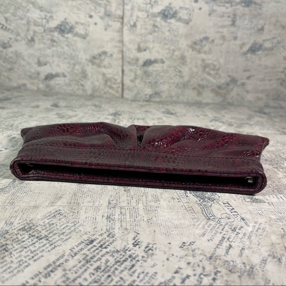 Lauren Merkin Louise Snake Embossed Red Leather Clutch - Picture 6 of 10